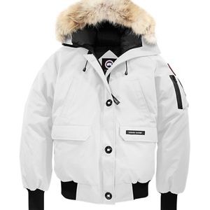 Used Canada Goose white bomber, women’s medium